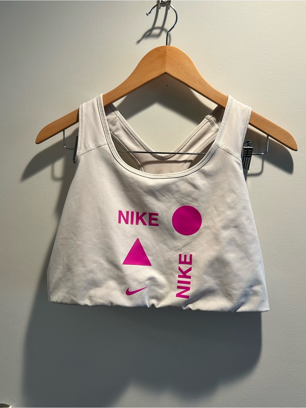 Nike White Crop Sports Tank with Hot Pink Logos